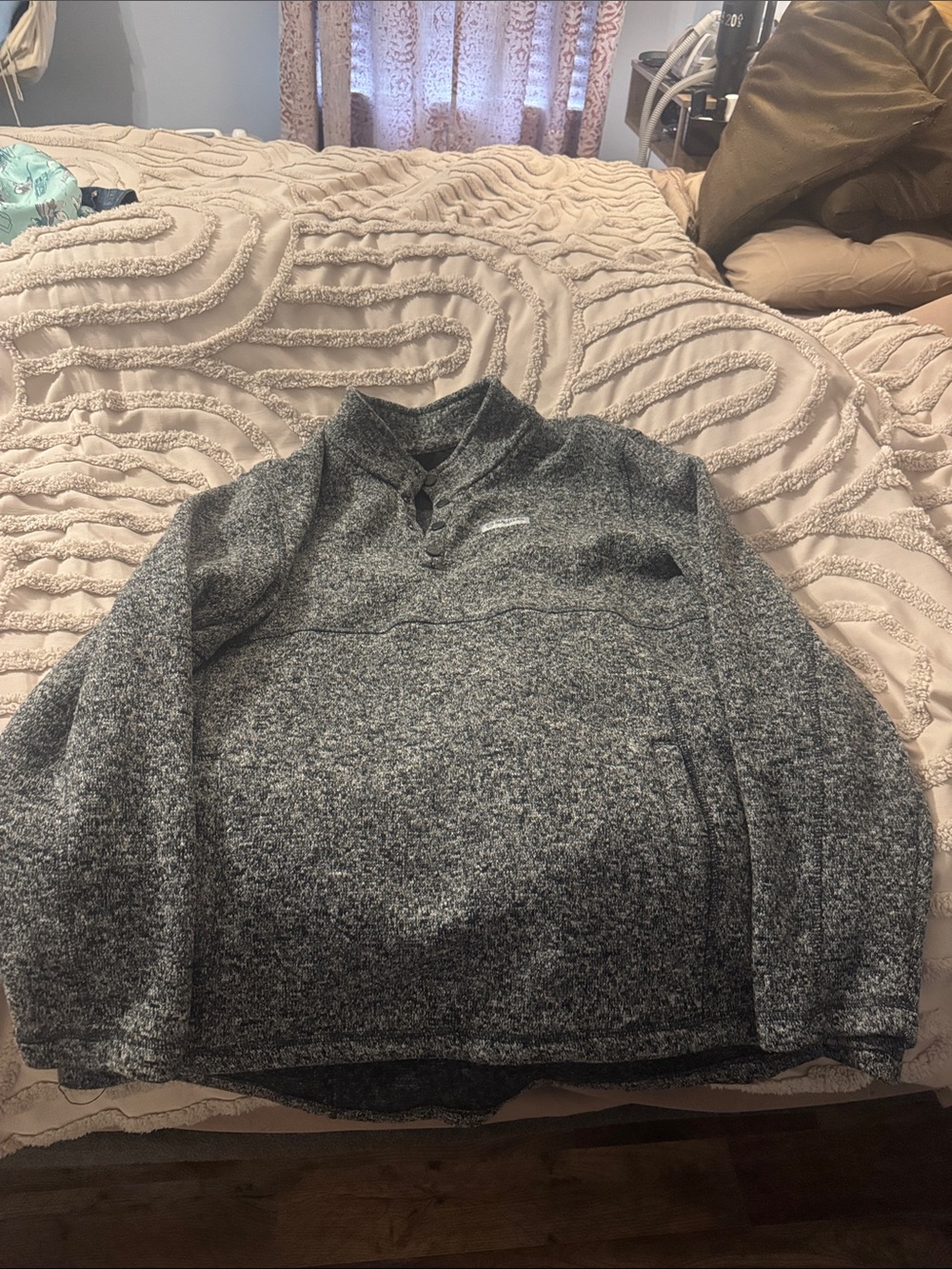 Magellan Outdoors Women's Heathered Gray Half-Zip Pullover Sweater